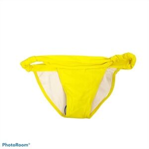 Koral bright solid yellow ruched bikini bottoms
